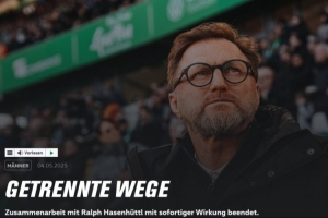 德甲直播-联赛8轮不胜，官方：沃尔夫斯堡主帅哈森许特尔下课